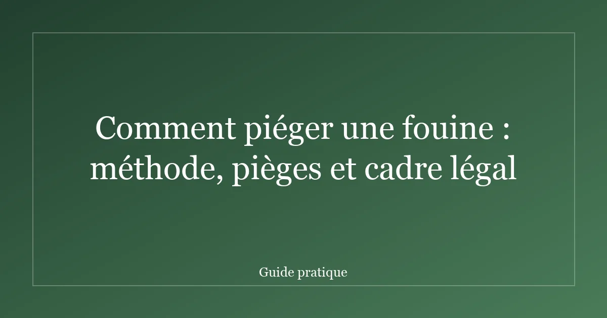Comment piéger une fouine : méthode, pièges et cadre légal